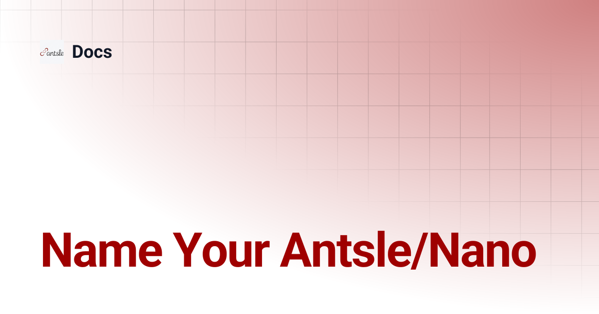 Name Your Antsle/Nano | Docs
